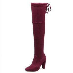 Wine Over the Knee Boots